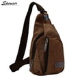 thumbnail image 5 of Spencer Canvas Sling Bag Small Crossbody Backpack Casual Shoulder Chest Daypack for for Men Women Cycling Hiking Travel - 11.02"*7.09"*1.97" (Coffee), 5 of 8