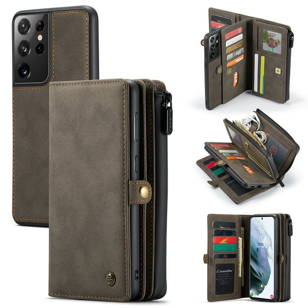 Galaxy S21 Ultra Wallet Case, Dteck MultiFunctional Frosted Leather