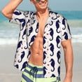 thumbnail image 7 of Bingfone Men's Short Sleeve Button Down Shirts Hawaiian Seahorses and Hearts Printed Beach Shirt, 7 of 7