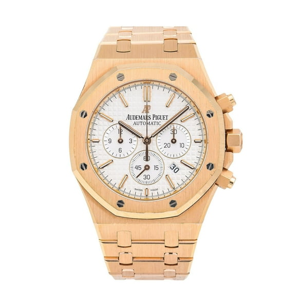 Pre-Owned Audemars Piguet Royal Oak Chronograph 26320OR 41MM White Dial With Rose Gold Bracelet