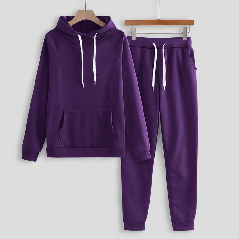 BLVB Women Jogger Outfit Matching Sweat Suits Long Sleeve Hooded