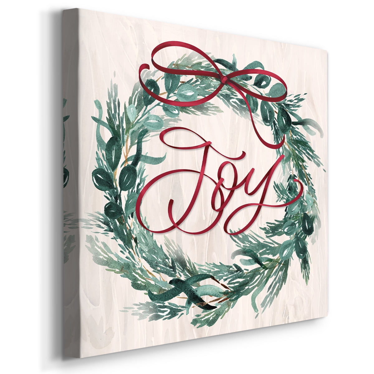Joy Ribbon Wreath- Gallery Wrapped Canvas