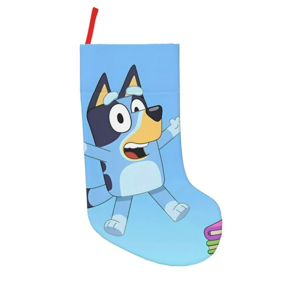 Lsque 18 Inches Bluey Pattern Christmas Stockings Hanging Ornaments,Knitted Xmas Fireplace Hanging Stocking,Holiday Decoration