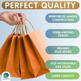 thumbnail image 3 of Orange Kraft Paper Bags with Handles Bulk, 8 x 4.75 x 10.5 Inch. Pack of 250 Kraft Paper Gift Bags with Handles. 150 GSM Kraft Bag, 3 of 7