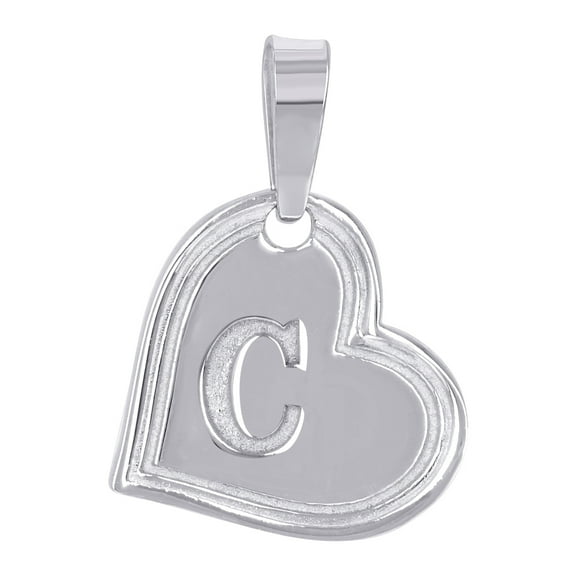 925 Sterling Silver Womens Love Heart Letter Name Personalized Monogram Initial Alphabet C Charm Pendant Necklace 22.8x1