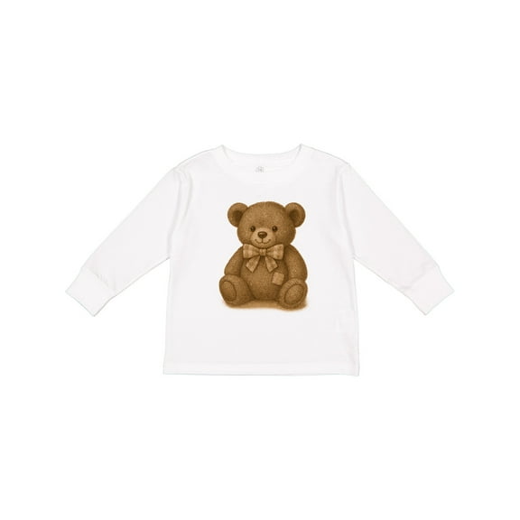 Inktastic Vintage Teddy Bear with Patch Boys or Girls Long Sleeve Toddler T-Shirt