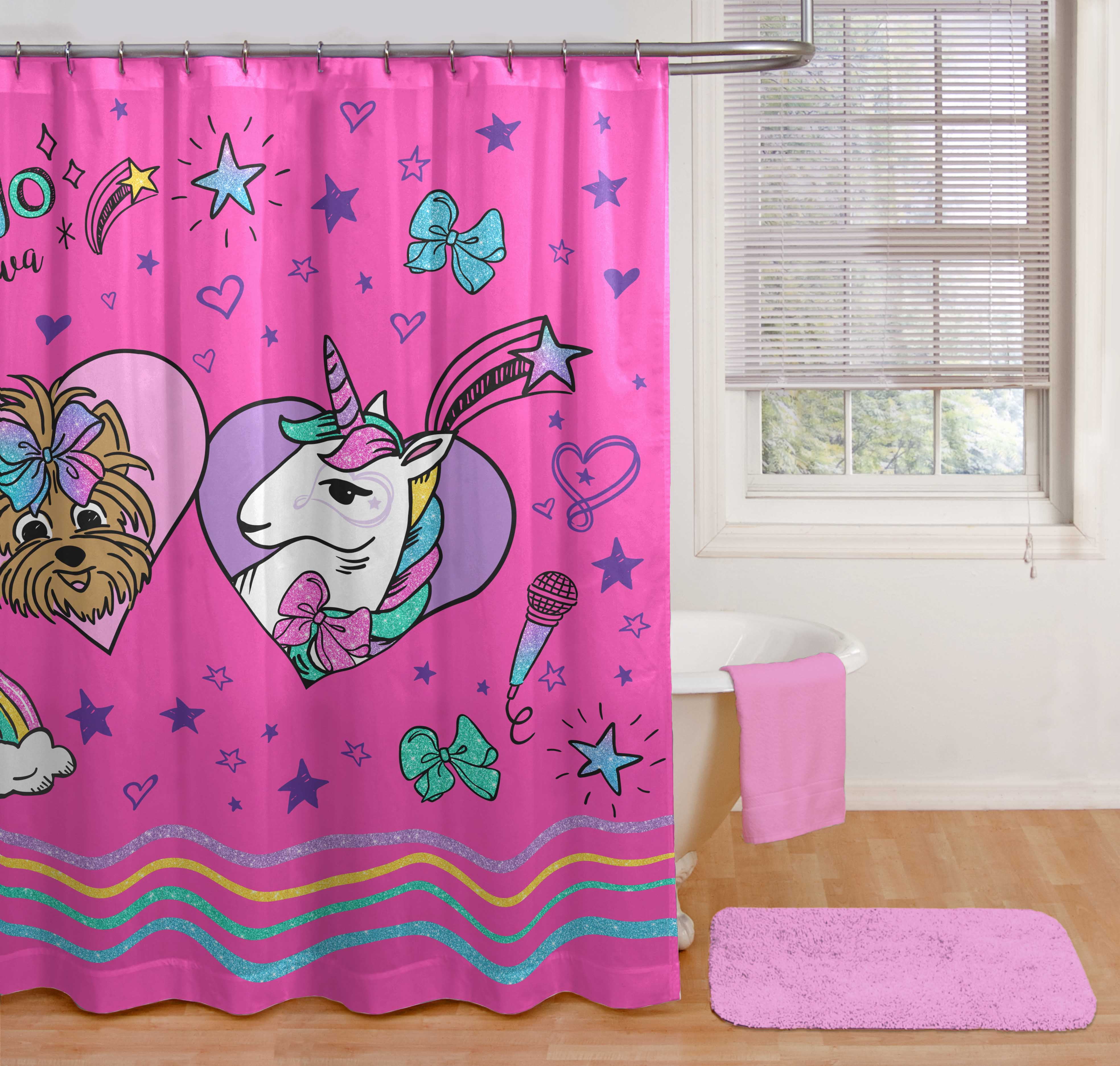 Unicorn Rainbow 13 Piece Shower Curtain w/Hooks Set By Jojo Siwa 72" W x 72" L 