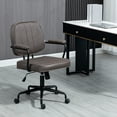thumbnail image 2 of Homiyad Microfiber Office Chair Desk Chair with 360 Degree Swivel Wheels Adjustable Height Tilt Function Light Brown, 2 of 8