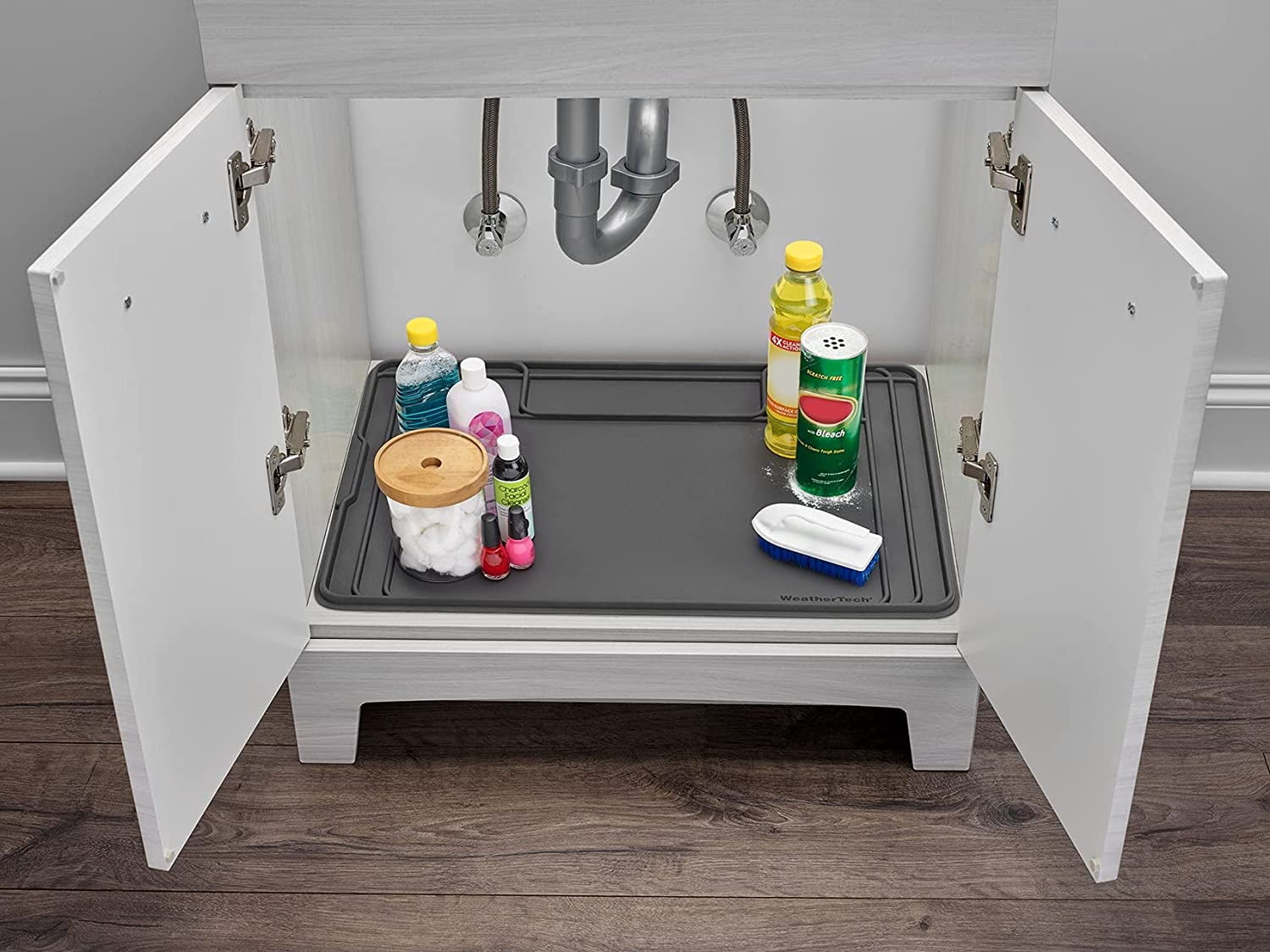 WeatherTech SinkMat Waterproof Under The Sink Bathroom Vanity Mat, 28 by 19, Black