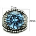 thumbnail image 4 of Womens Black Ring Anillo Para Mujer Stainless Steel Ring with AAA Grade CZ in London Blue Julianna, 4 of 4