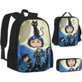 thumbnail image 2 of Coralines 3 Pcs Backpacks Set with Thermal Insulated Lunch Tote Purse Pencil Case Multifunctional Laptop Daypack Travel Bag, Lunch Box, Pencil Case, 2 of 5