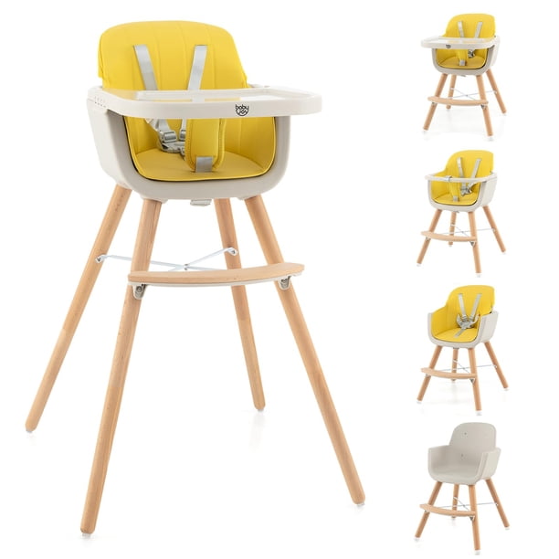 Trona convertible para bebés BABY JOY con bandeja y arnés de 5 puntos