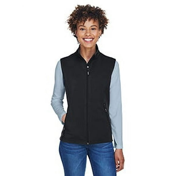 CORE365 CE701W Women's Cruise Two-Layer Fleece Bonded Soft Shell Vest-Black-2XL