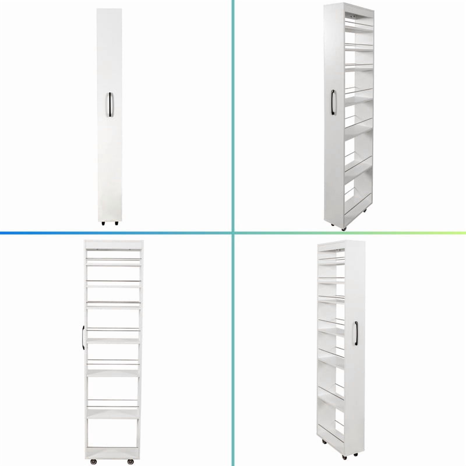 71''H 7-Tier Pull-Out Storage Shelf Cabinet with Wheels, Kitchen Rolling Storage Rack Cart for Narrow Spaces