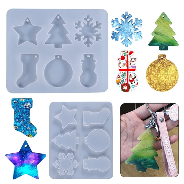 Moldes De Resina De Adorno De Navidad Diy Moldes De Silicona De Navidad Para Resina Epoxi Árbol De Navidad Estrella Copo De Nieve Moldes De Fundición De Resina seitruly HA038963-00