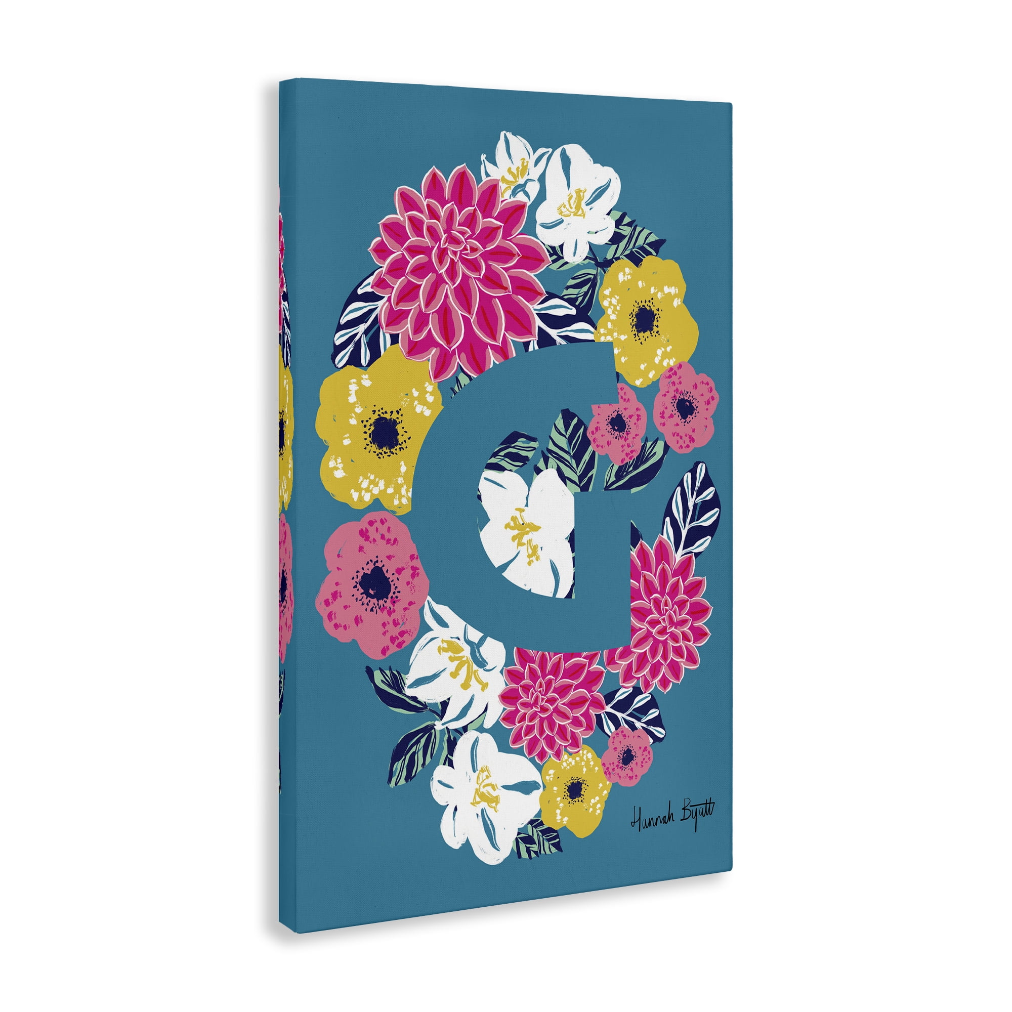 Stupell Industries Floral Bloom Letter G Botanical & Floral Painting Gallery Wrapped Canvas Art Print Wall Art, 16 x 24