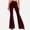 Wine, variant on Bpyeka Women's Flare Pants High Waist Velvet Solid Stretch Casual Long Pants S-3XL