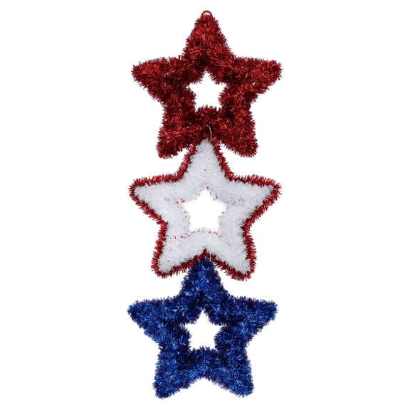 Tinsel Star Dangler Hanging Decoration, Red/White/Blue, 22", Patriotic by Way To Celebrate