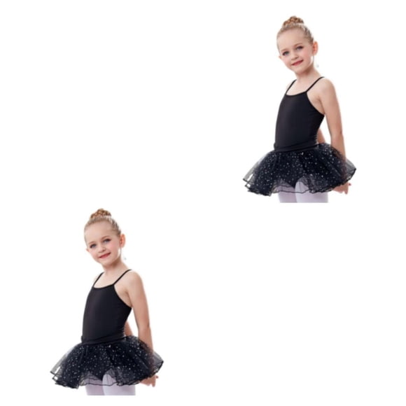 Sonducket Traje de ballet de diseño simple de niña de verano Traje de entrenamiento de baile para niños Ropa Regalo de cumpleaños Negro 150 Negro 150cm 2piezas