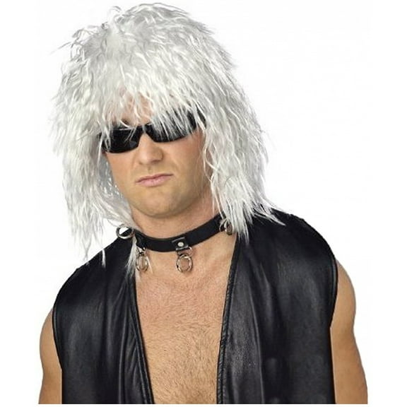 80's White Rock Star Wig