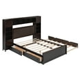 thumbnail image 3 of Bellemave Full Size Platform Bed Frame with Two Storage Drawers and a Trundle, Underneath and Built-in Cabinet, Bookcase Headboard, Wood Cabinet Bed for Teens, Adults,Espresso, 3 of 8