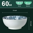 thumbnail image 2 of Large Soup Bowls, Pho & Ramen Set of 3, 60 oz Blue & White Porcelain - Wave Pattern, 2 of 9