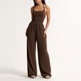 thumbnail image 2 of Stamzod Summer Jumpsuits for Women 2026 Trendy Fashion Halter Sleeveless Wide Leg Jumpsuit Loose Casual Black Romper with Pocket Beach Vacation Clothes Brown M, 2 of 7