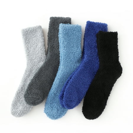 Breslatte Fuzzy Socks for Women Slipper socks Warm Socks Womens Winter Socks Fluffy Cozy Sock Christmas Socks Gifts Crew 5 pair Dark