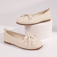 thumbnail image 6 of Viluyesy Ballet Flats for Women Lace Up Bow Tie Round Toe Comfortable Casual Dress Work Shoes Everyday Walking Beige Size 6.5, 6 of 9