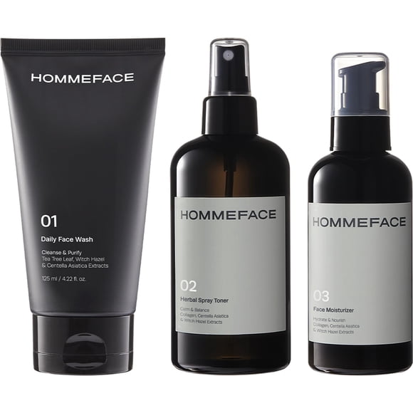 Set de cuidado de la piel HommeFace Daily Trio para hombres con limpiador facial, tónico e hidratante