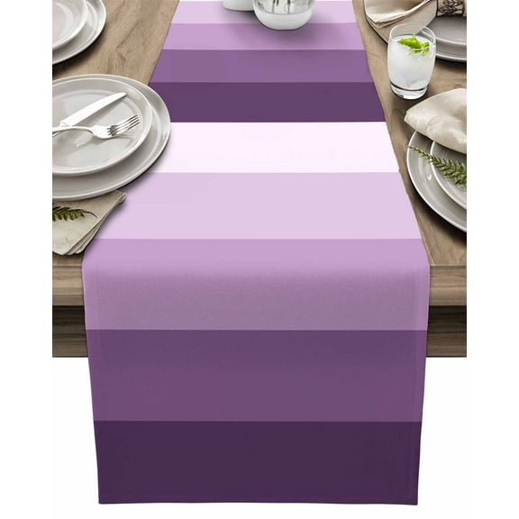 Table Runner Ombre Purple Stripes Table Decoration for Kitchen Dinning Gradient Color Table Decoration for Indoor Outdoor Party Wedding Decor 13x72inch