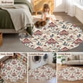 thumbnail image 6 of Boho Red Floral Large Area Rugs for Bedroom Living Room, Soft Non Slip Carpet Bedside Rug, Farmhouse Rustic Flower Leaf Plant Round Floor Cover Kitchen Accent Rug 3' for Dining Room/Office, 6 of 9