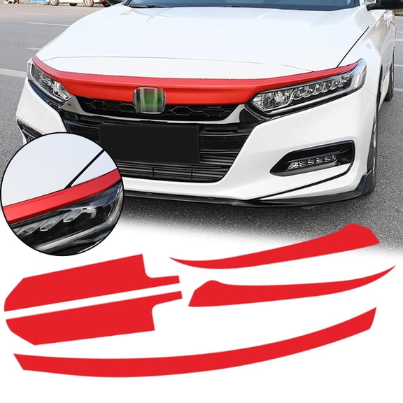 Xotic Tech 5pcs Red Vinyl Front Hood Grille Grill Molding Trim Sticker Decal for Honda Accord 2018 2019