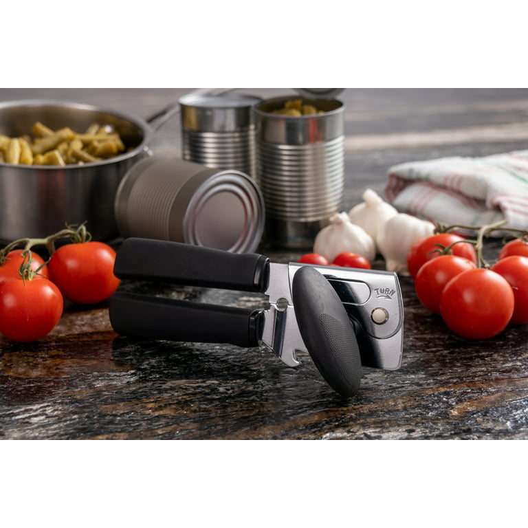 Mainstays Stainless Steel Manual Can Opener with Textured Grip Handles,  Black 