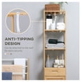 thumbnail image 4 of Bamboo Bathroom Cabinet with Drawer & Shelves, Tall Linen Tower, Slim Storage Organizer, Natural Wood Finish, 4 of 9
