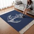 thumbnail image 5 of Area Rug with Tassels 4' x 6', Nautical Anchor Navy Blue Kitchen Runner Rug for Hallway Bedroom Throw Rugs, Summer Coastal Ocean Style Soft Door Mat for Bathroom Entrance Living Room, 5 of 9