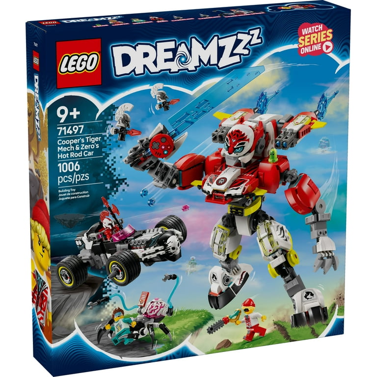 LEGO DREAMZzz Cooper's Tiger Mech & Zero's Hot Rod Car Toy