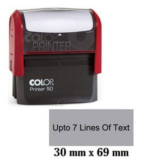 Self Inking Custom Text Rubber Stamp - Up To 5 Lines, 25mm X 70mm Impression Area, Re-inkable