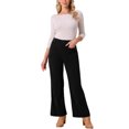 thumbnail image 2 of Pantalones de pana para mujer INSPIRE CHIC 2025, casuales, de cintura alta, con un botón, elásticos, sueltos y de pierna ancha con bolsillos, L, negro, 2 of 6