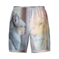 thumbnail image 4 of Lsque Mens Swim Trunks The Cat Looks in the Mirror Pattern - Bathing Suit Compression Liner - Beach Swim Shorts Swimwear - (S-3XL) - Stretch Quick Dry -Large, 4 of 9