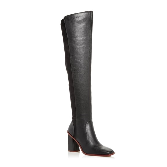 VINCE CAMUTO Womens Black Wrapped Heel Cushioned Dreven Square Toe Block Heel Zip-Up Leather Heeled Boots 5.5 M