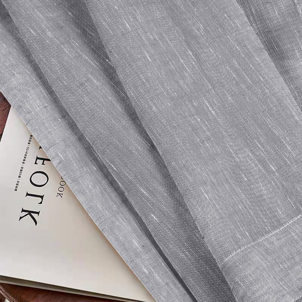 PrimeBeau Semi Sheer Grommet Curtains, Light Filtering Linen Blend, 52 x 84 inch, 2 Panel Set, Dove