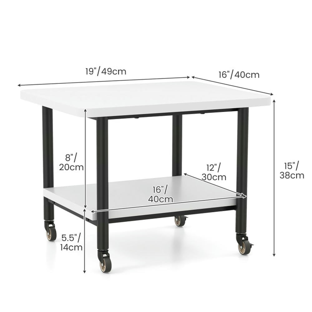 Canddidliike Under Desk Printer Stand with 360° Swivel Casters-White, Office Furniture, Laptop Table for Home and Office