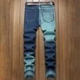 thumbnail image 6 of Luwomo Mens Jeans Style Slim Fit Long High Waist Straight Leg Trousers Color Block Design All Seasons Streetwear Denim Pants Sky Blue,36, 6 of 6