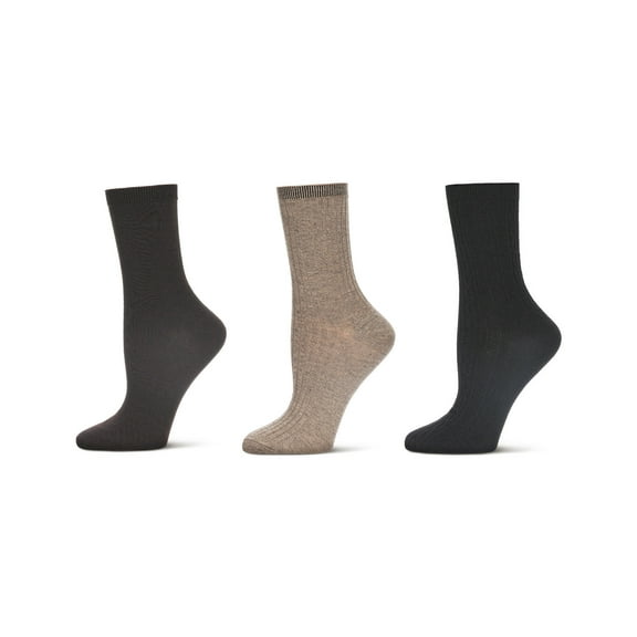 MeMoi 6 Pairs Women's Basic Rib/Flat Knit/Cable Crew Socks - Mens - Male