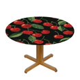 thumbnail image 3 of Nawypu  Cute Cherry Black Fitted Round Tablecloth Waterproof Table Cloth with Elastic Edge Wipe Clean Table Cover for Indoor Outdoor, 3 of 7