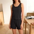 thumbnail image 2 of iHPH7 Womens Pajamas Set Casual Sleepwear Soft Pj Sets Tank Top and Shorts Loungewear for Summer Black A, 2 of 4