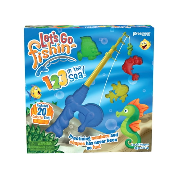 Pressman Let’s Go Fishin’ 123 in the Sea! Kid's Game - Practice Numbers, Shapes, Colors