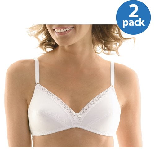 Hanes Womens Lightly Lined WireFree Bra, Style H449, 2Pack