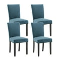 thumbnail image 1 of Estilo moderno, acento elegante–Juego de 2 sillas de comedor Parsons tapizadas,ribete de tachuelas, cojín acolchado, ideales para comedor o cocina.Color:azul.Especificaciones: set 2 piezas, arpillera., 1 of 8